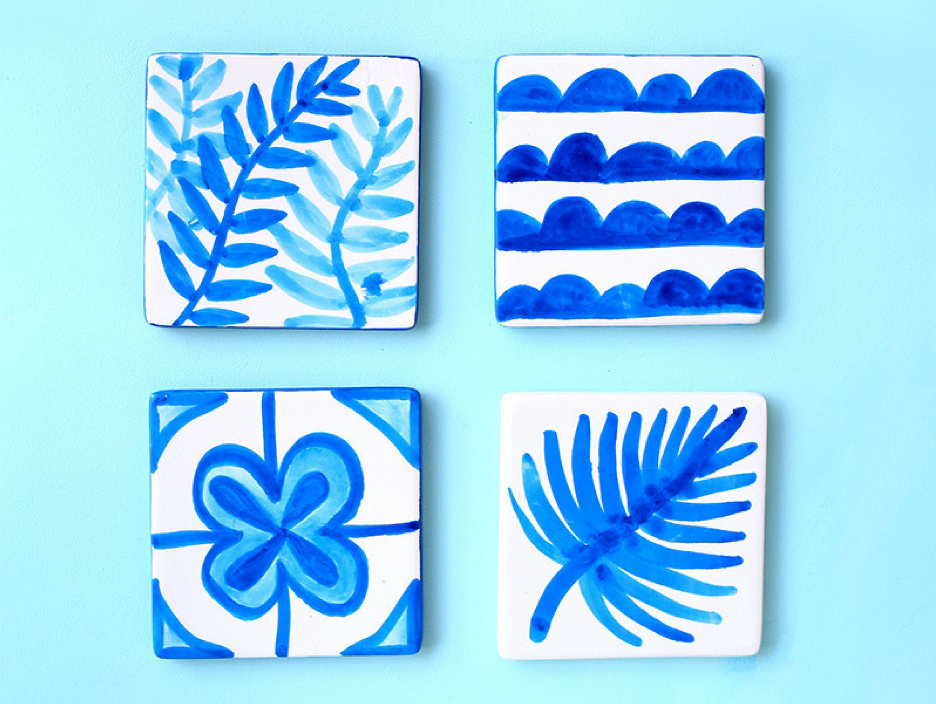 Blue and White Hand Painted Coasters Fun365